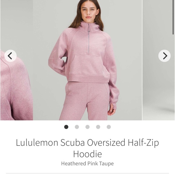 Lululemon scuba oversized half zip hoodie Heathered Pink Taupe Sz XS/S - Picture 3 of 10